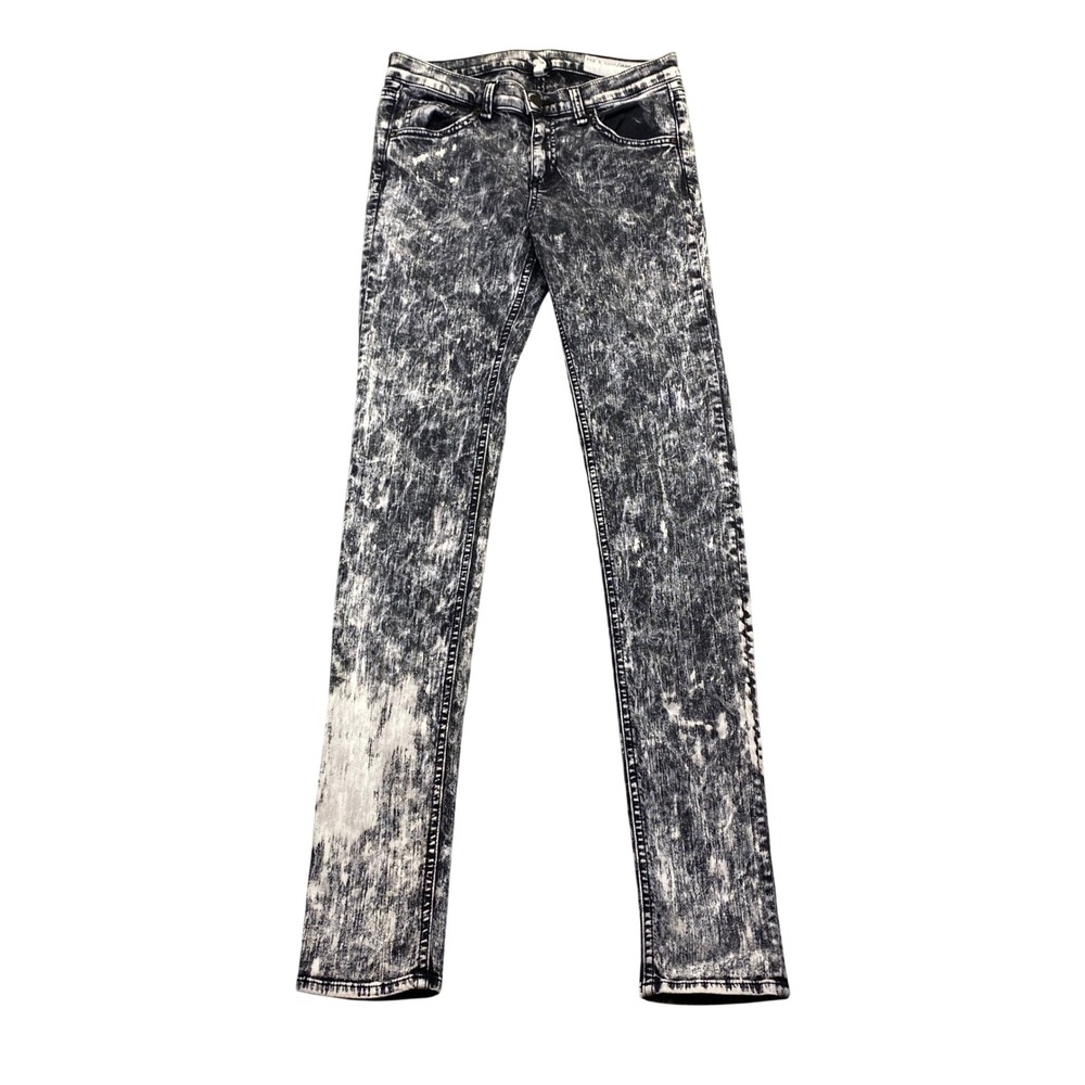 Rag Bone Jean Skinny Jeans Acid‎ Wash Black White Distressed Size 26 Grunge